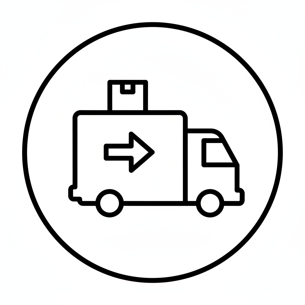 Shipping policy icon with balck and white color and transparent backgroung